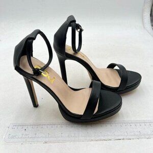FSJ Women Classic Open Toe Sandals Ankle Strap High Heels Two Piece Buckled Shoe